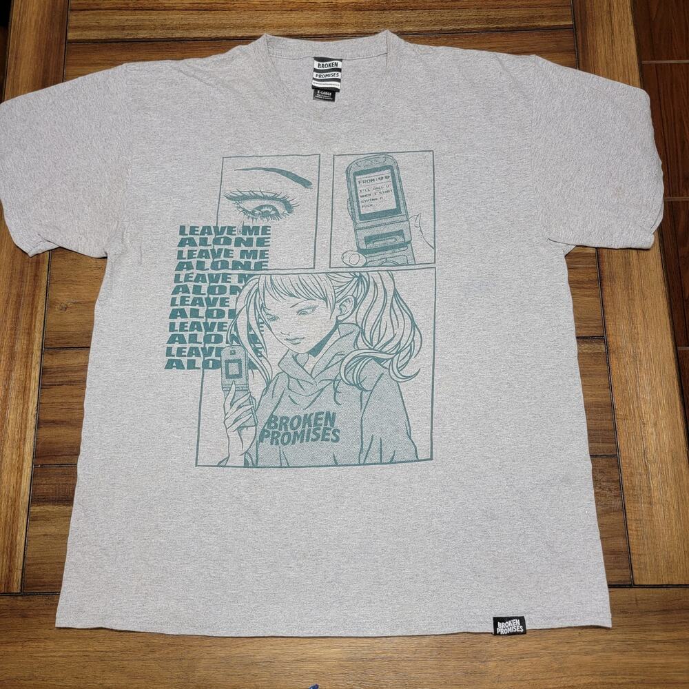 Broken Promises Grey Unisex Tee "Leave Me Alone" - Size XL